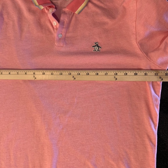 Original Penguin Polo Short Sleeve Stripe Pink XL Slim Fit Preppy Plazacore Golf - Picture 11 of 12